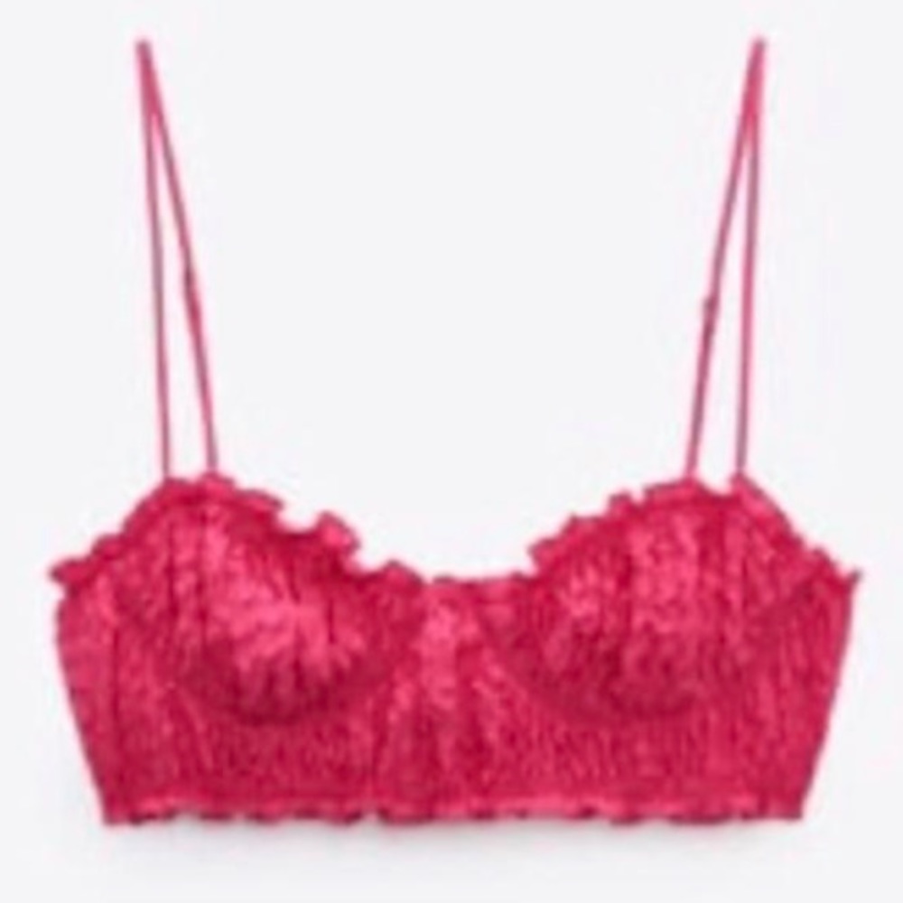 ZARA- Hot Pink Bra-top w/ spaghetti straps Large